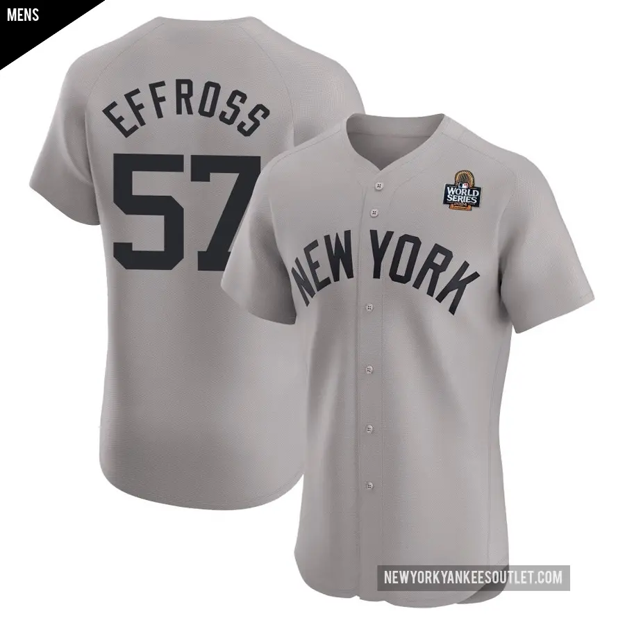 Men's New York Yankees ＃57 Scott Effross Elite Gray Road 2024 World Series Jersey