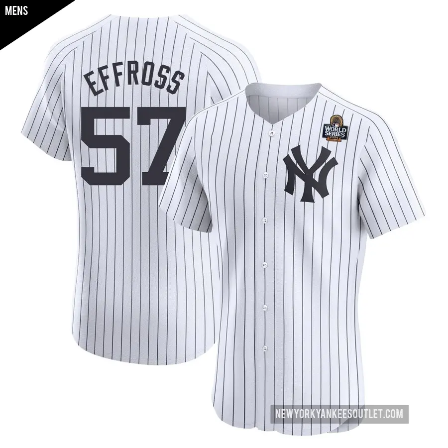 Men's New York Yankees ＃57 Scott Effross Elite White Home 2024 World Series Jersey