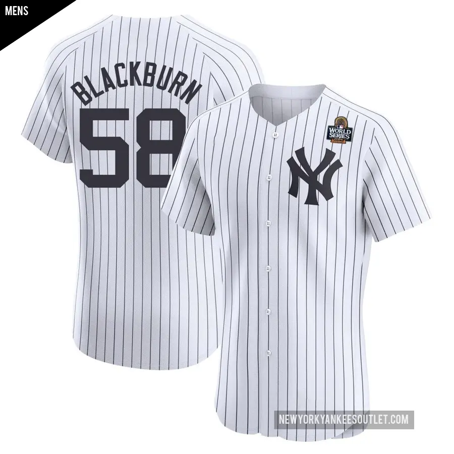 Men's New York Yankees ＃58 Paul Blackburn Elite White Home 2024 World Series Jersey