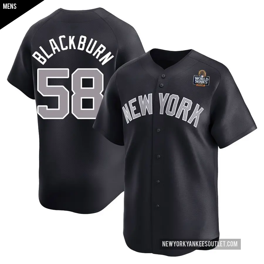 Men's New York Yankees ＃58 Paul Blackburn Limited Black Navy Alternate 2024 World Series Jersey