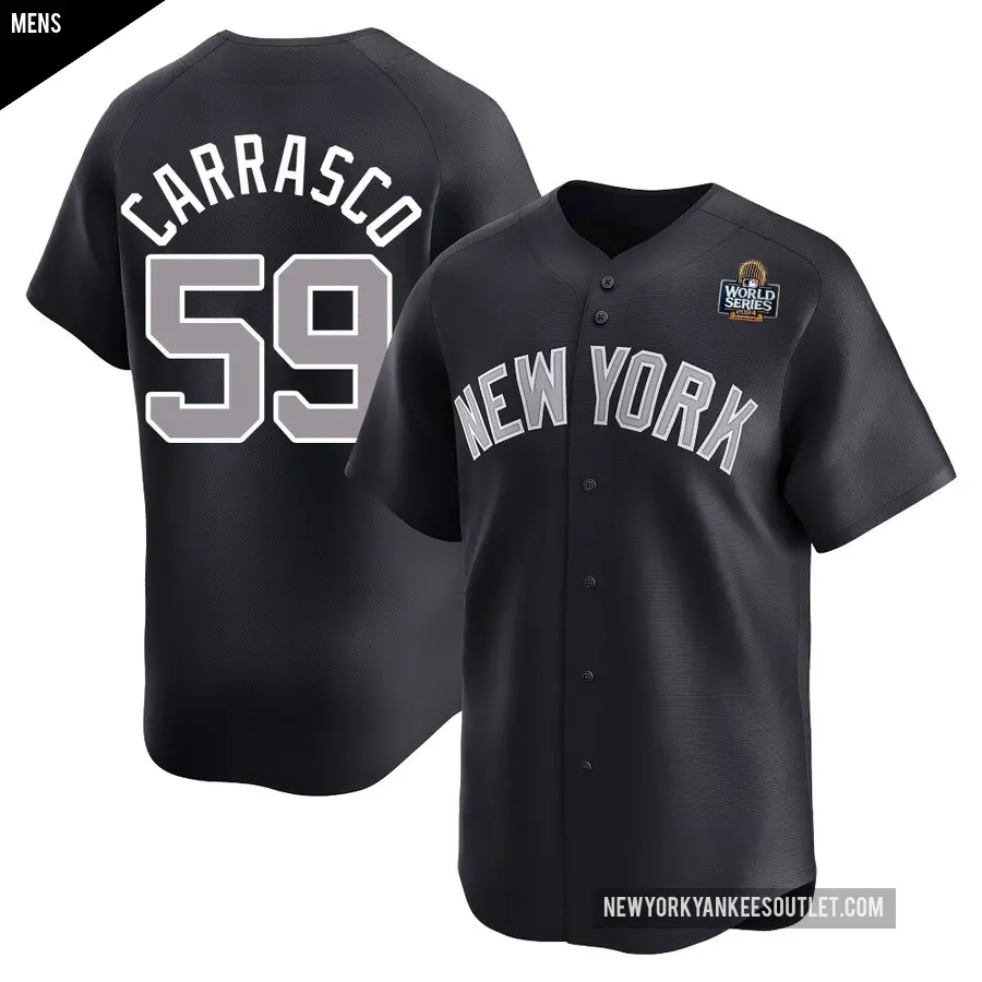 Men's New York Yankees ＃59 Carlos Carrasco Limited Navy Alternate 2024 World Series Jersey