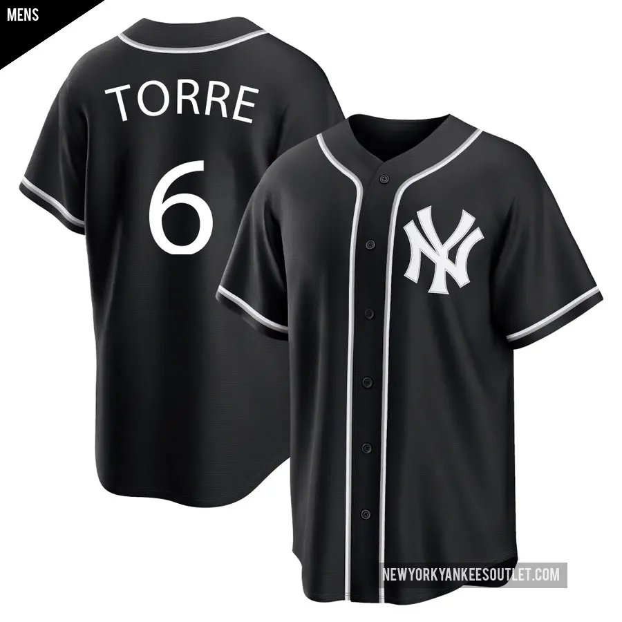 Men's New York Yankees ＃6 Joe Torre Replica Black Fashion Out Jersey