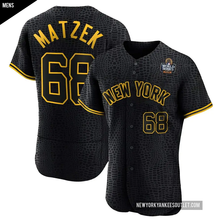 Men's New York Yankees ＃68 Tyler Matzek Authentic Black Snake Skin City 2024 World Series Jersey