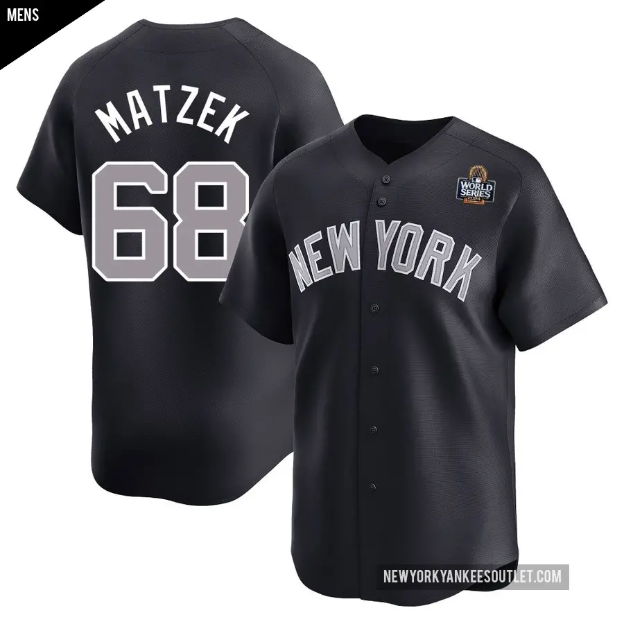 Men's New York Yankees ＃68 Tyler Matzek Limited Navy Alternate 2024 World Series Jersey