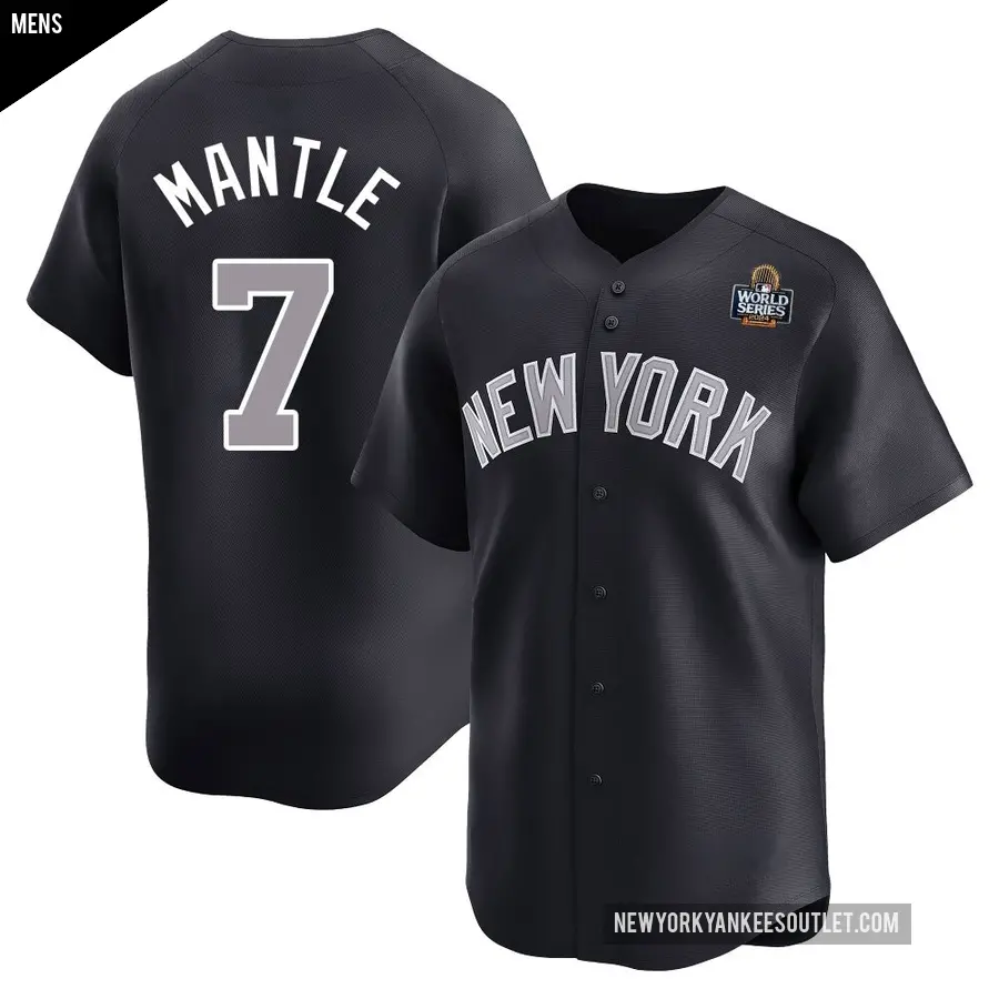 Men's New York Yankees ＃7 Mickey Mantle Limited Navy Alternate 2024 World Series Jersey