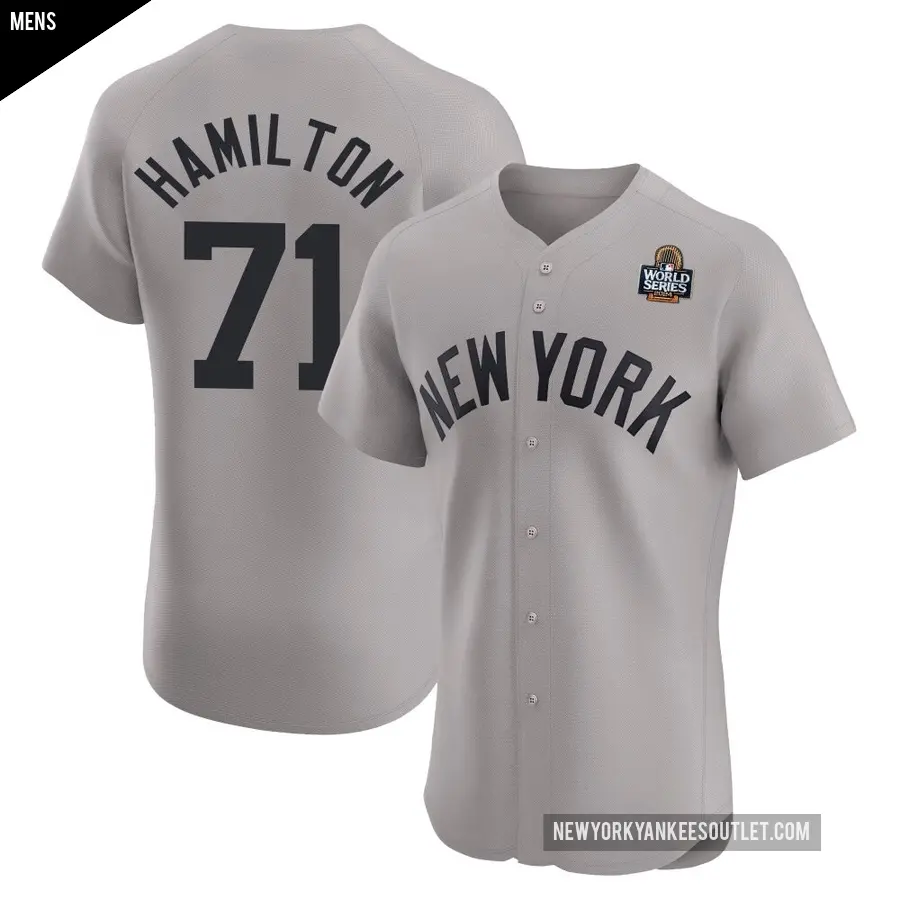 Men's New York Yankees ＃71 Ian Hamilton Elite Gray Road 2024 World Series Jersey