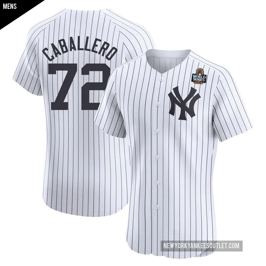 Men's New York Yankees ＃72 Jose Caballero Elite White Home 2024 World Series Jersey