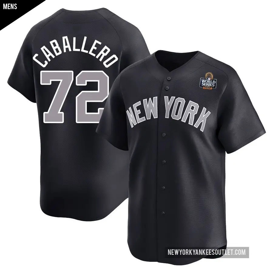 Men's New York Yankees ＃72 Jose Caballero Limited Navy Alternate 2024 World Series Jersey