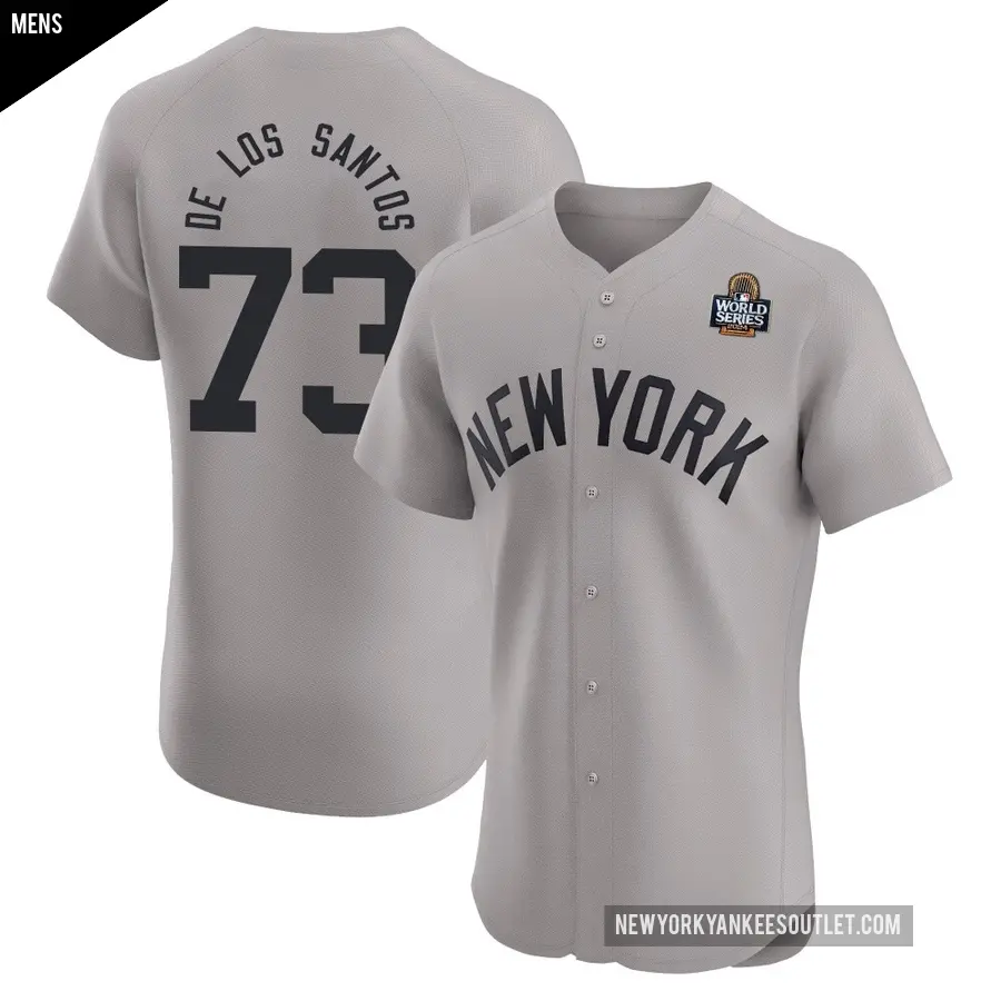 Men's New York Yankees ＃73 Yerry De Los Santos Elite Gray Yerry De los Santos Road 2024 World Series Jersey