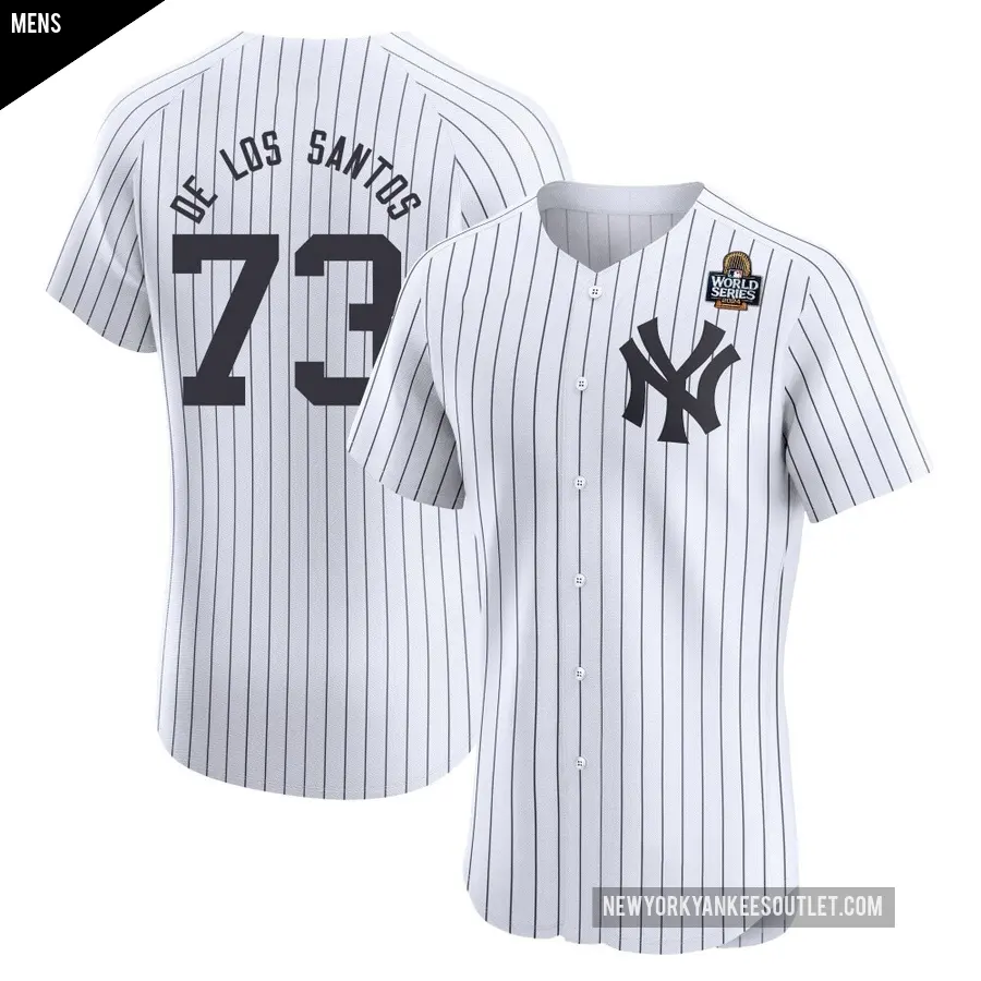 Men's New York Yankees ＃73 Yerry De Los Santos Elite White Yerry De los Santos Home 2024 World Series Jersey