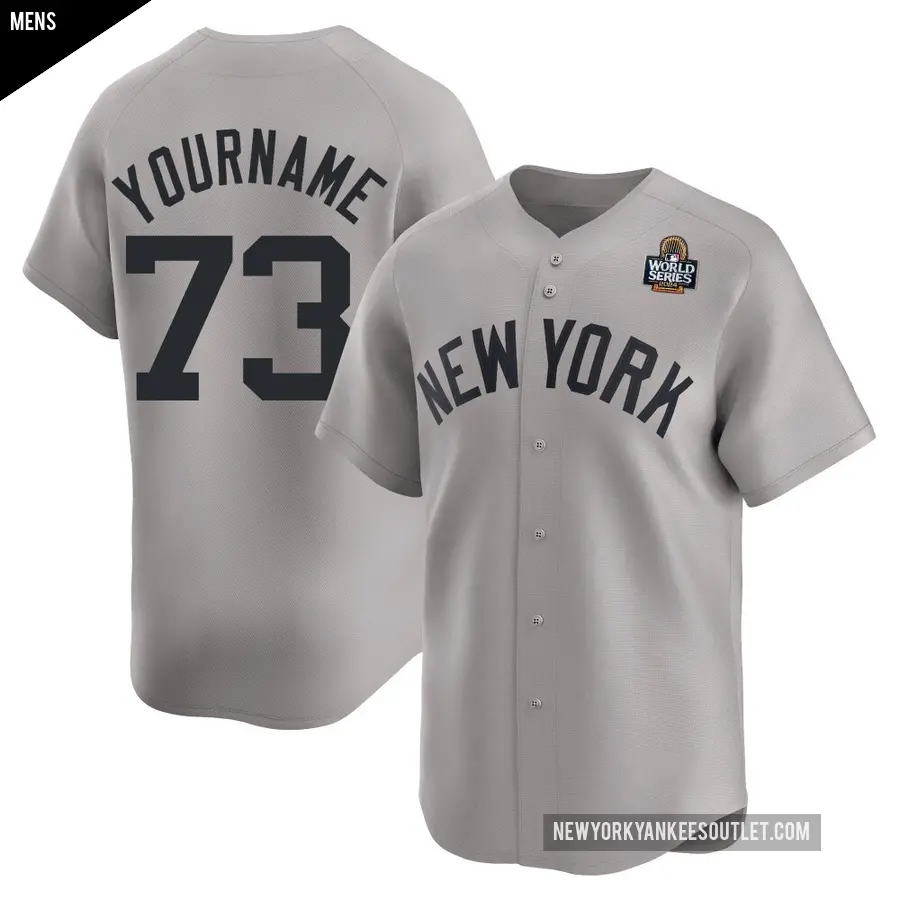 Men's New York Yankees ＃73 Yerry De Los Santos Limited Gray Yerry De los Santos Away 2024 World Series Jersey
