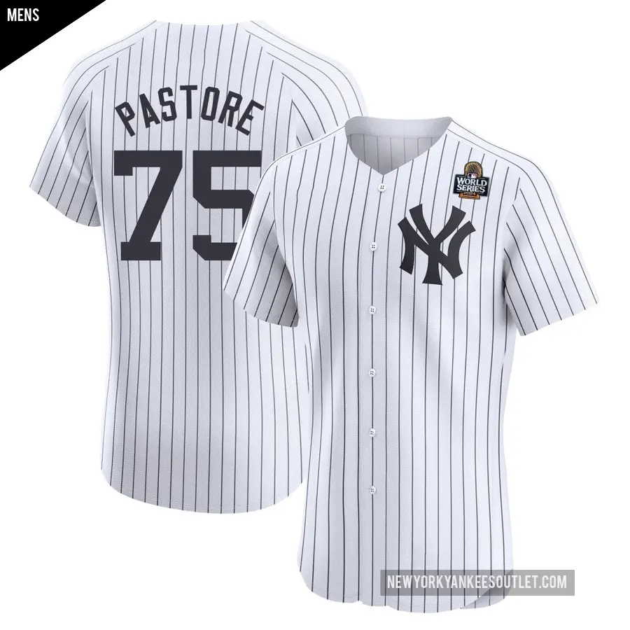 Men's New York Yankees ＃75 Duncan Pastore Elite White Home 2024 World Series Jersey