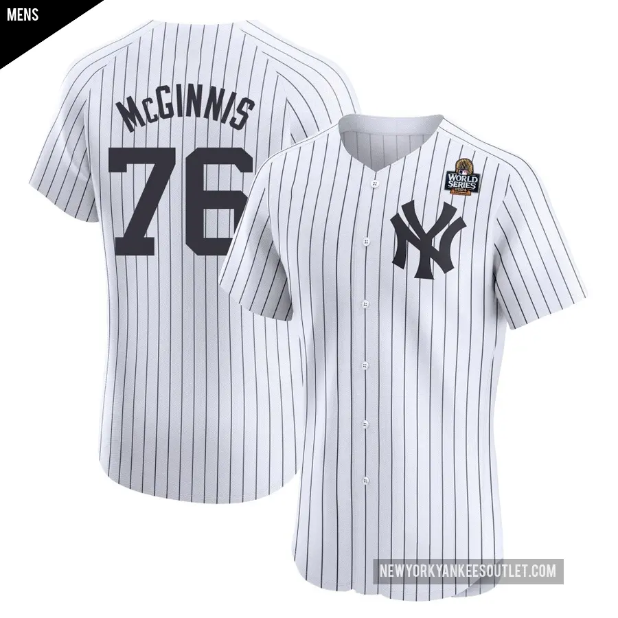 Men's New York Yankees ＃76 Connor McGinnis Elite White Home 2024 World Series Jersey
