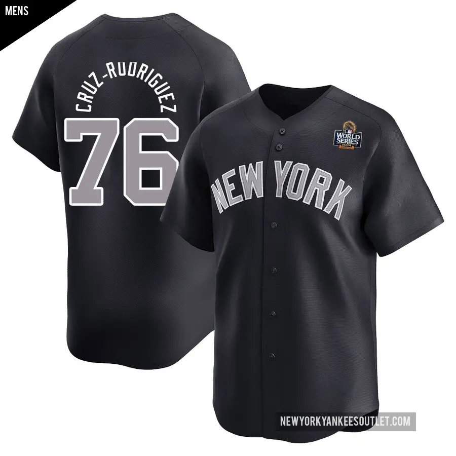 Men's New York Yankees ＃76 Elmer Cruz-Rodriguez Limited Navy Alternate 2024 World Series Jersey