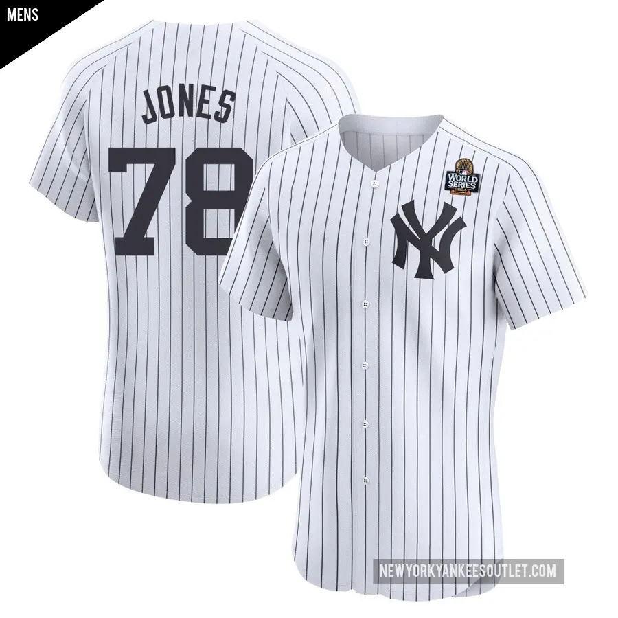 Men's New York Yankees ＃78 Spencer Jones Elite White Home 2024 World Series Jersey