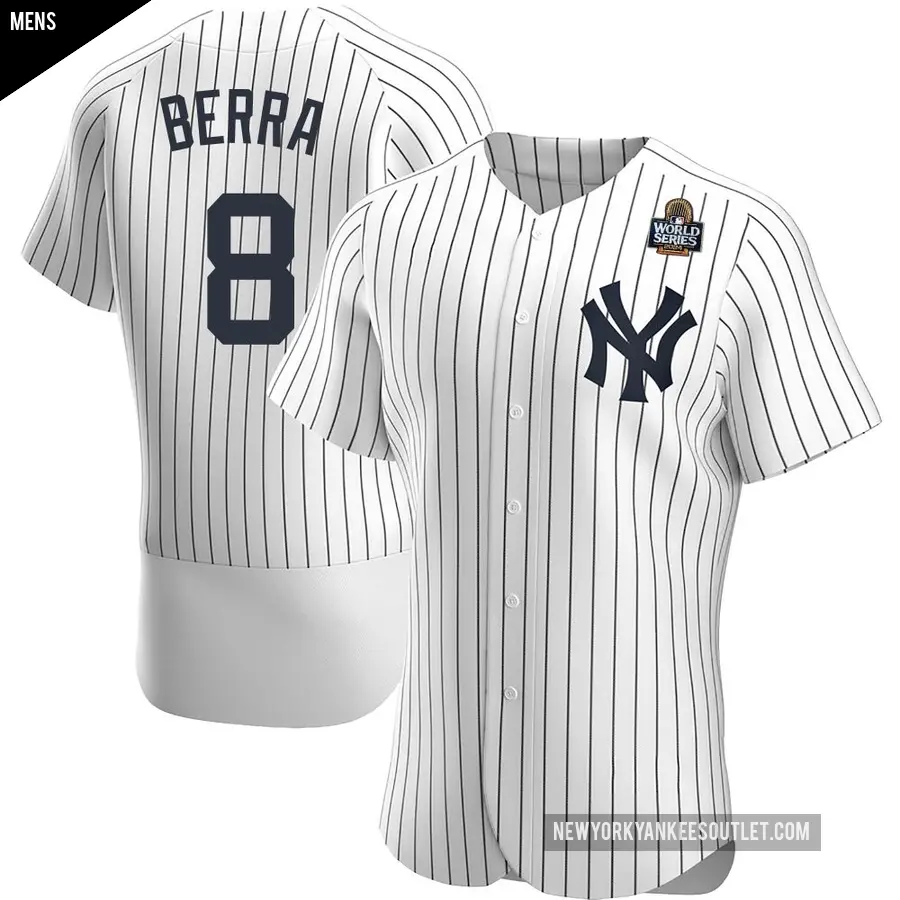 Men's New York Yankees ＃8 Yogi Berra Authentic White Home 2024 World Series Jersey