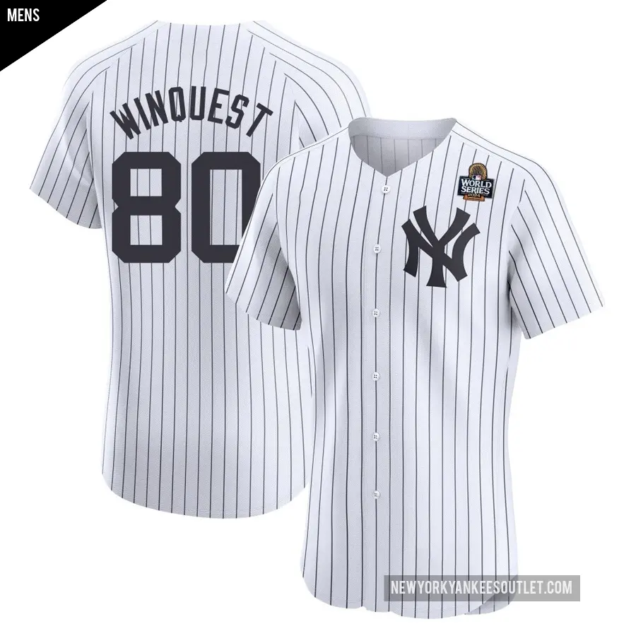 Men's New York Yankees ＃80 Cade Winquest Elite White Home 2024 World Series Jersey