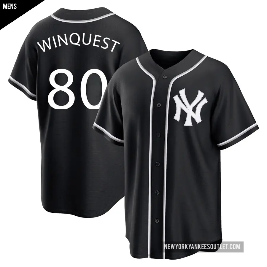 Men's New York Yankees ＃80 Cade Winquest Replica Black Fashion Out Jersey