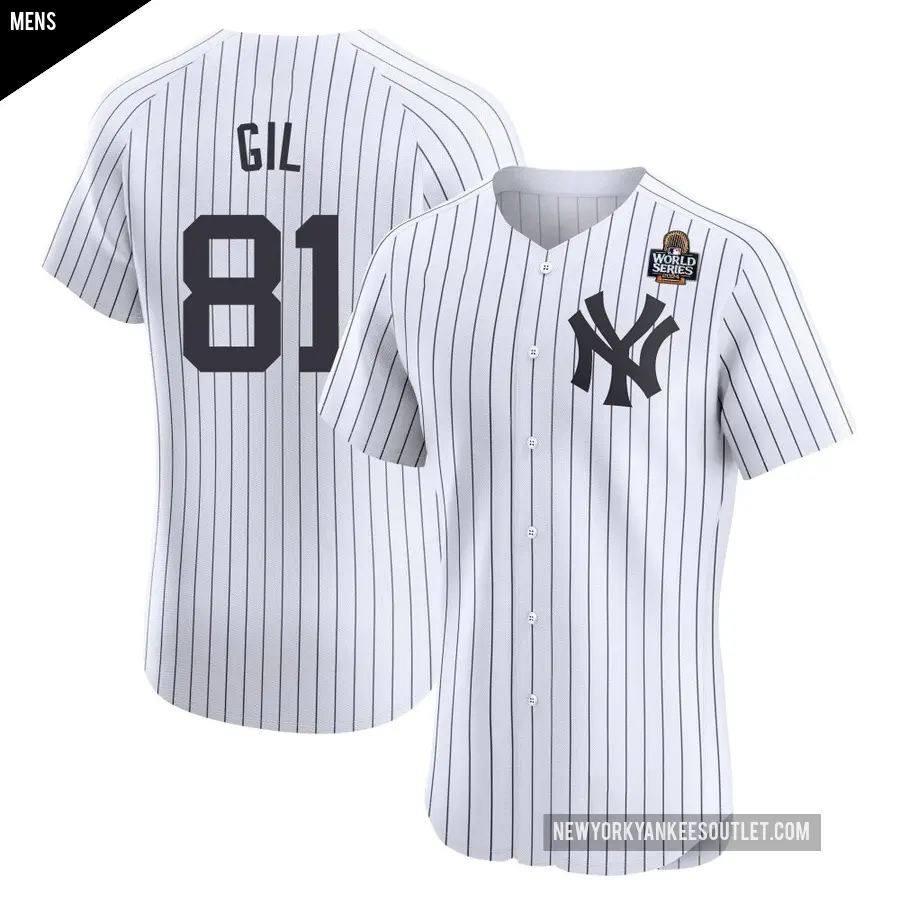 Men's New York Yankees ＃81 Luis Gil Elite White Home 2024 World Series Jersey