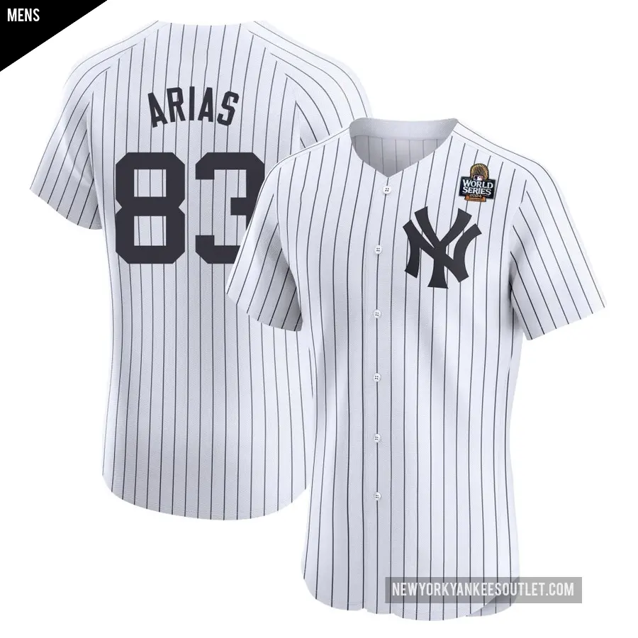 Men's New York Yankees ＃83 Michael Arias Elite White Home 2024 World Series Jersey