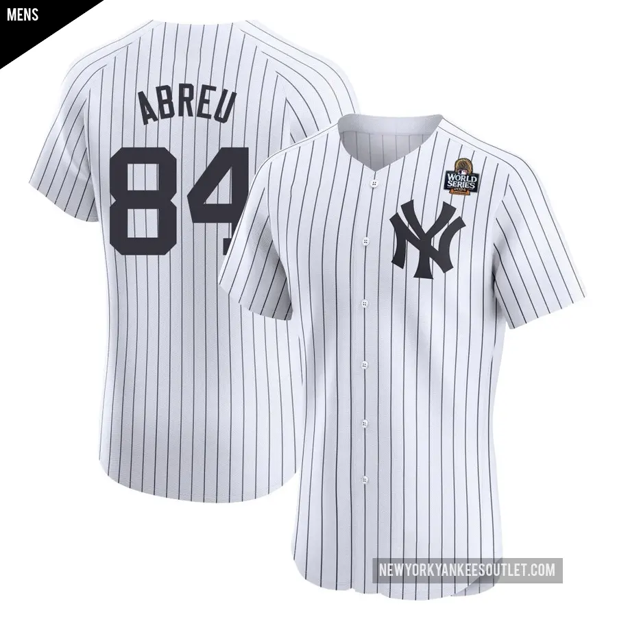 Men's New York Yankees ＃84 Albert Abreu Elite White Home 2024 World Series Jersey