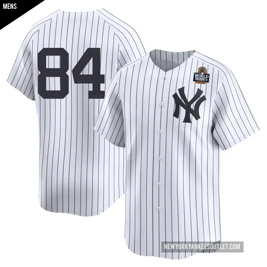 Men's New York Yankees ＃84 Albert Abreu Limited White Yankee Home 2nd 2024 World Series Jersey