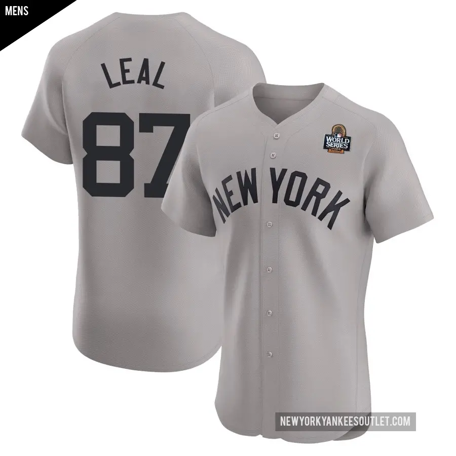 Men's New York Yankees ＃87 Erick Leal Elite Gray Road 2024 World Series Jersey