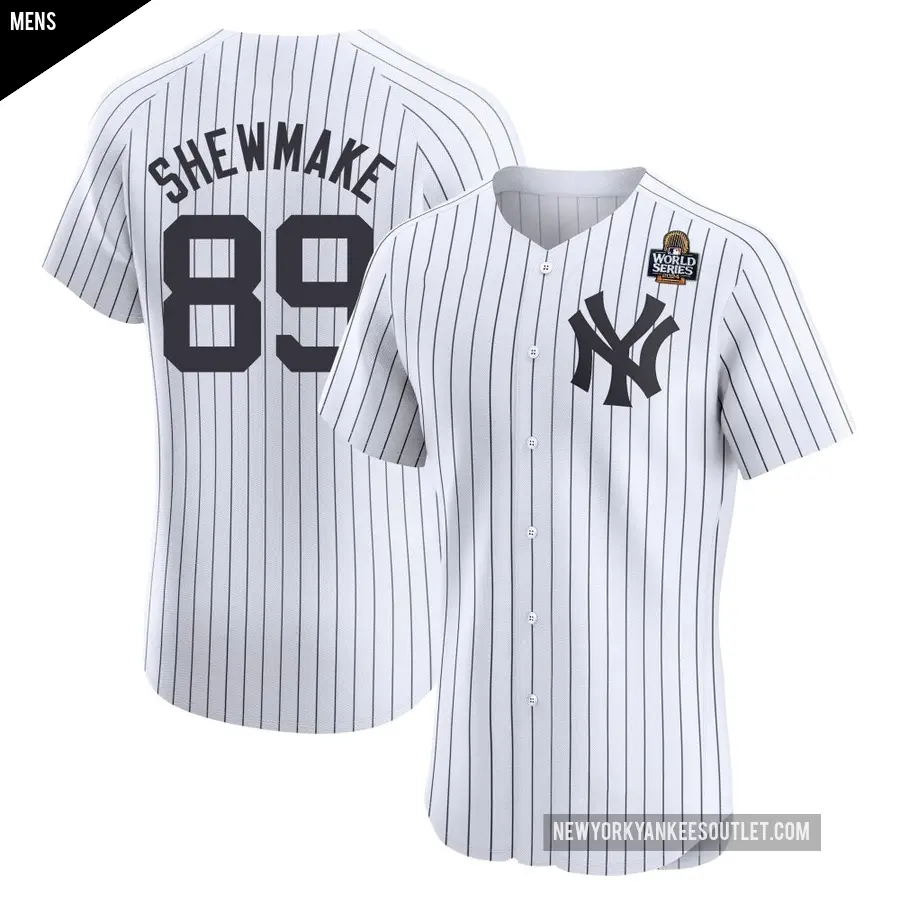 Men's New York Yankees ＃89 Braden Shewmake Elite White Home 2024 World Series Jersey