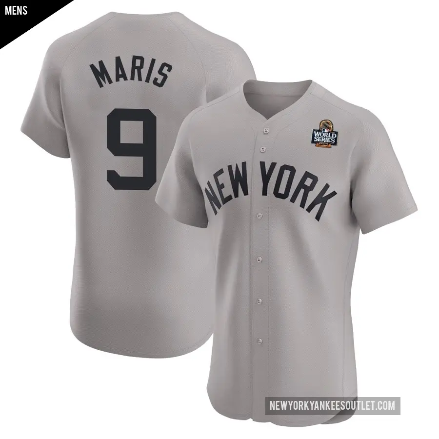 Men's New York Yankees ＃9 Roger Maris Elite Gray Road 2024 World Series Jersey