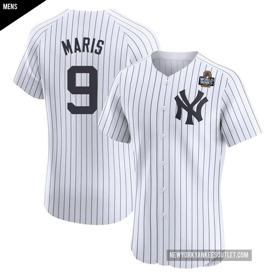 Men's New York Yankees ＃9 Roger Maris Elite White Home 2024 World Series Jersey