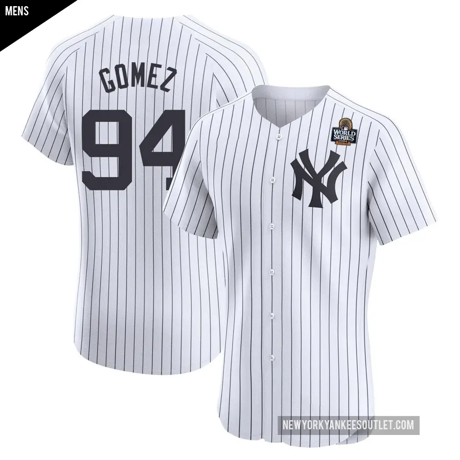 Men's New York Yankees ＃94 Yoendrys Gomez Elite White Home 2024 World Series Jersey