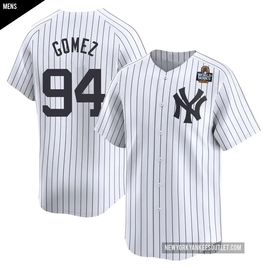 Men's New York Yankees ＃94 Yoendrys Gomez Limited White Yankee Home 2024 World Series Jersey