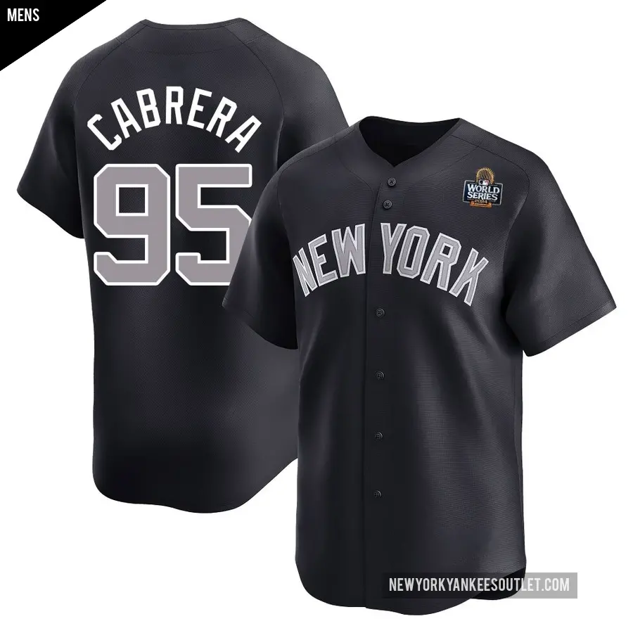Men's New York Yankees ＃95 Oswaldo Cabrera Limited Navy Alternate 2024 World Series Jersey