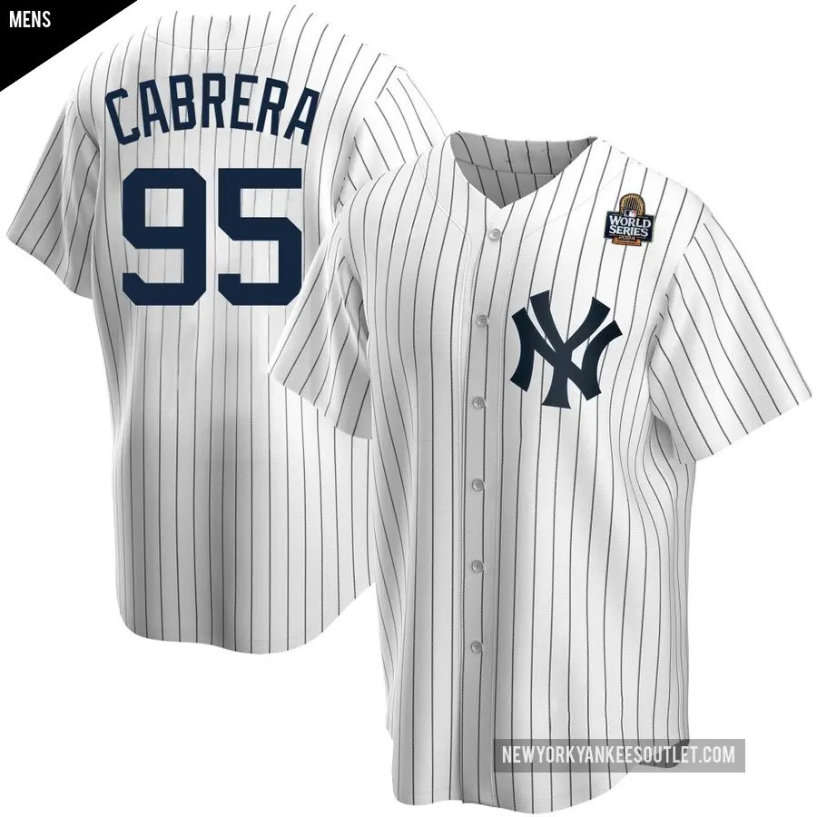 Men's New York Yankees ＃95 Oswaldo Cabrera Replica White Home 2024 World Series Jersey