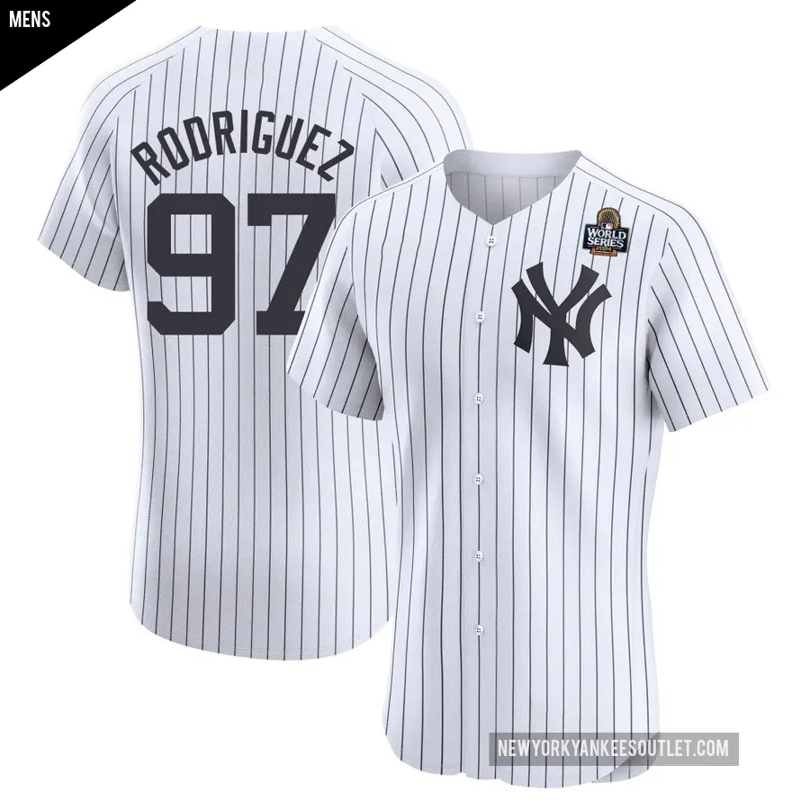 Men's New York Yankees ＃97 Jesus Rodriguez Elite White Home 2024 World Series Jersey