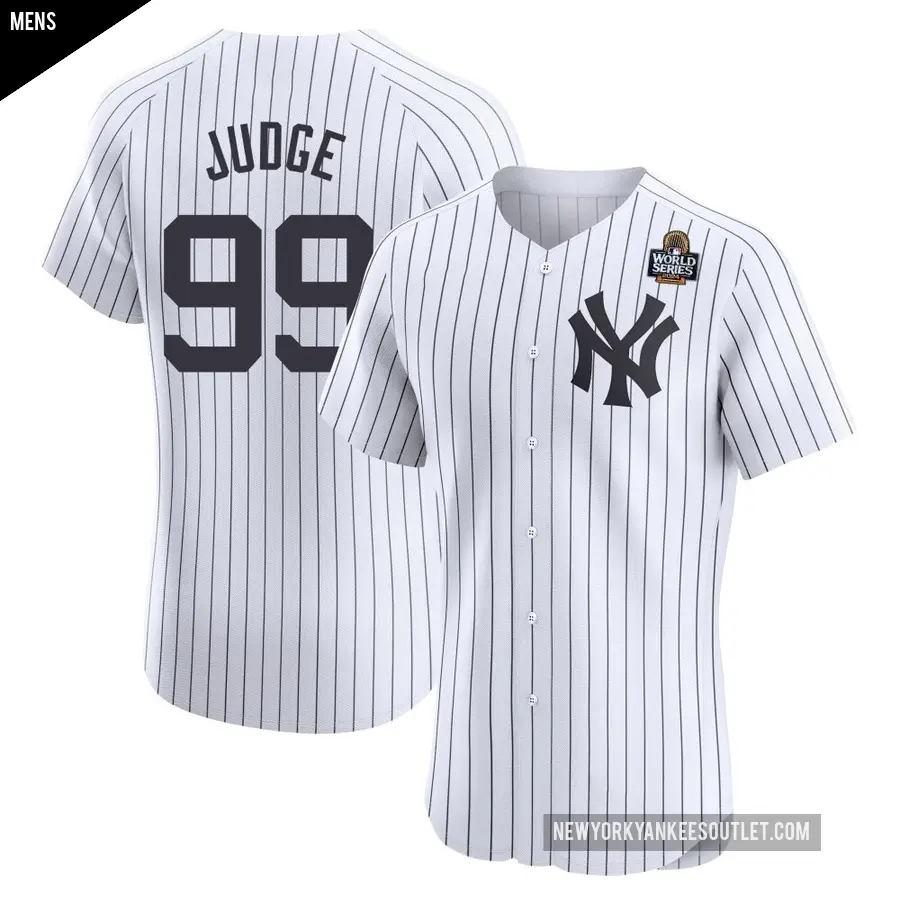 Men's New York Yankees ＃99 Aaron Judge Elite White Home 2024 World Series Jersey