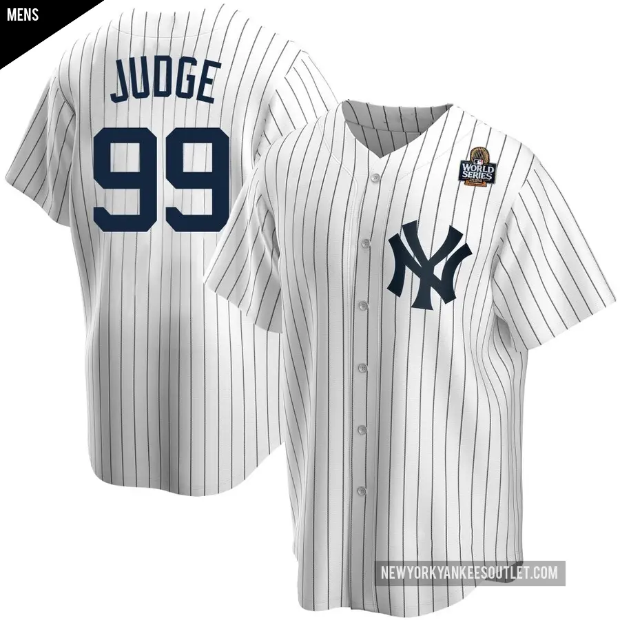 Men's New York Yankees ＃99 Aaron Judge Replica White Home 2024 World Series Jersey
