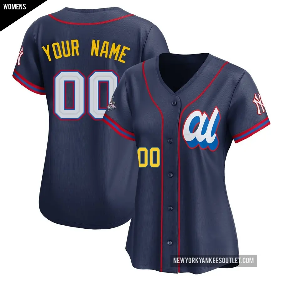 Women's New York Yankees ＃00 Custom Limited Navy American League 2025 All-Star Edition Jersey