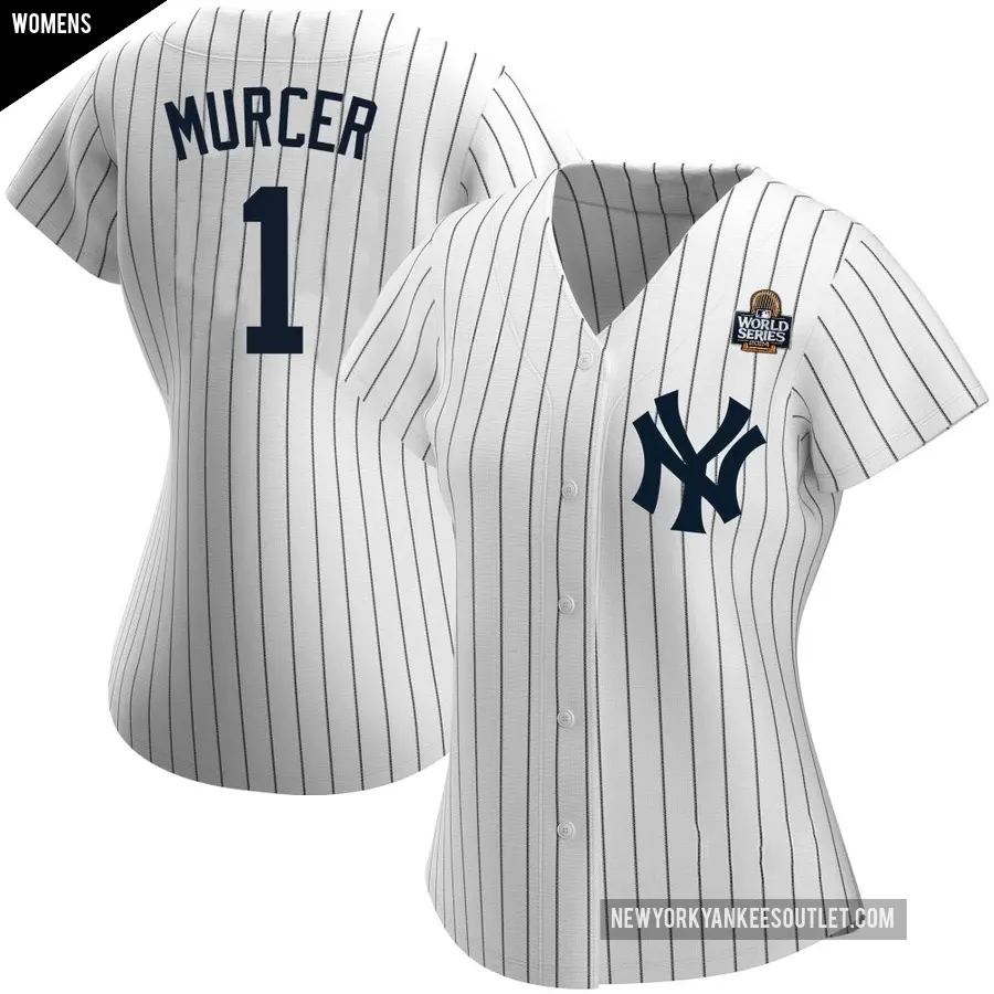 Women's New York Yankees ＃1 Bobby Murcer Authentic White Home Name 2024 World Series Jersey
