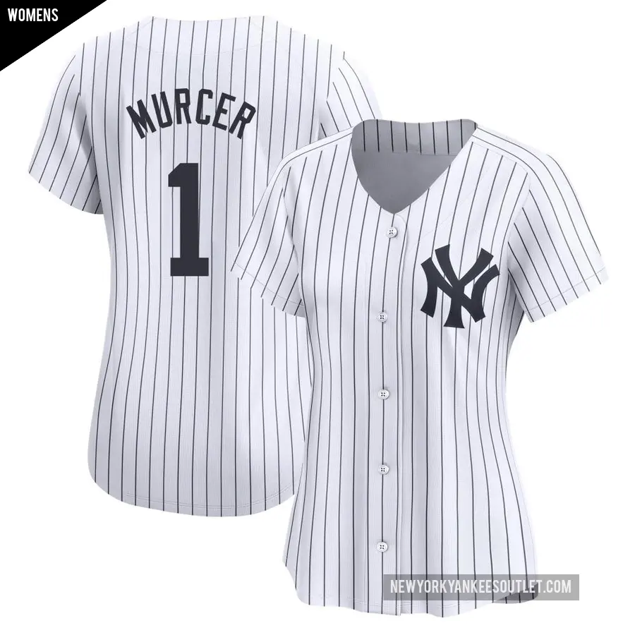 Women's New York Yankees ＃1 Bobby Murcer Limited White Yankee Home Jersey