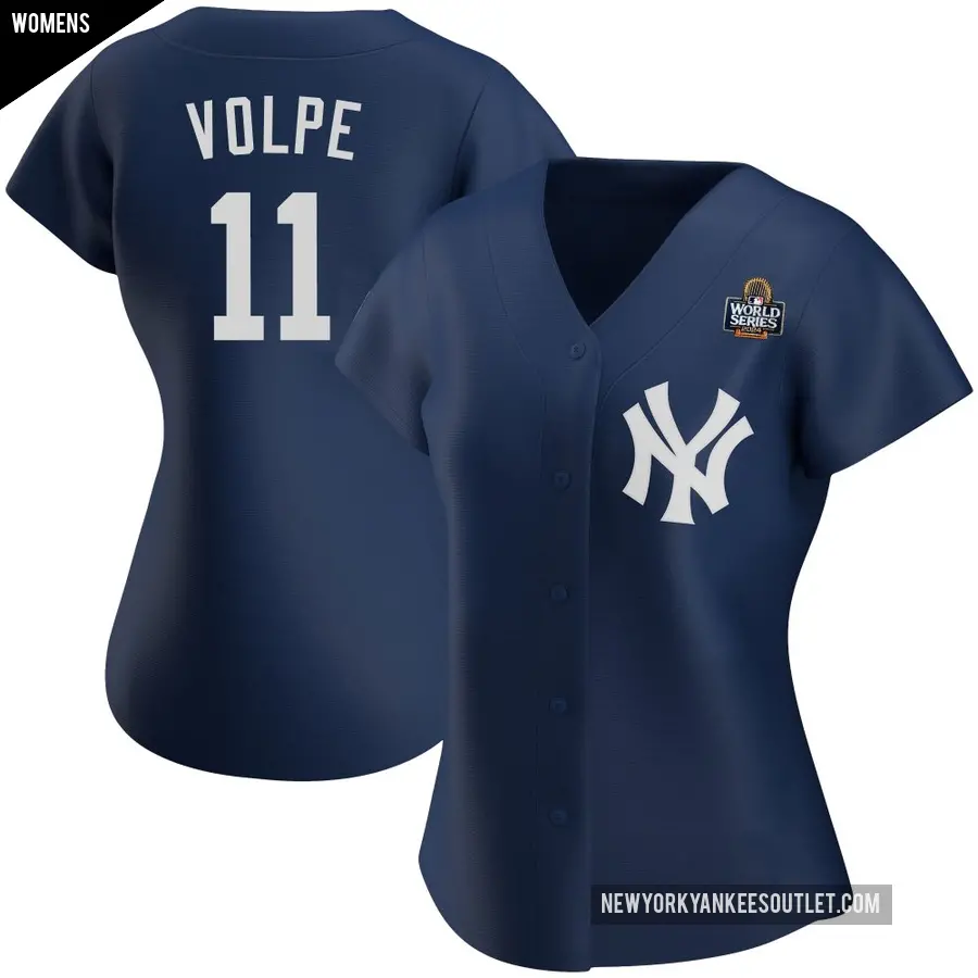 Women's New York Yankees ＃11 Anthony Volpe Replica Navy Alternate Team 2024 World Series Jersey