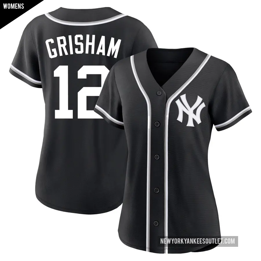 Women's New York Yankees ＃12 Trent Grisham Replica Black Fashion Out Jersey