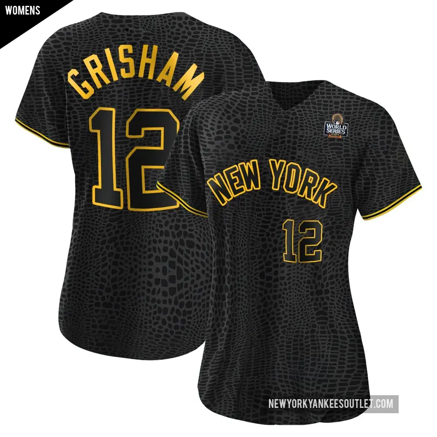 Women's New York Yankees ＃12 Trent Grisham Replica Black Snake Skin City 2024 World Series Jersey