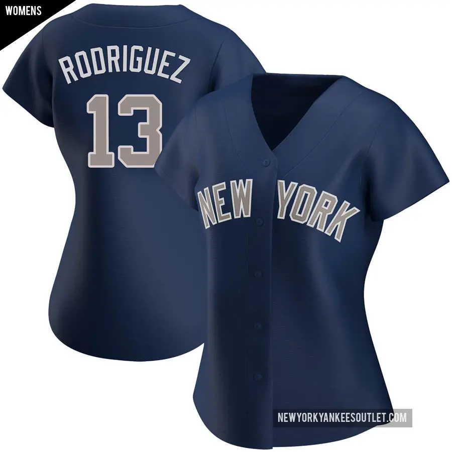 Women's New York Yankees ＃13 Alex Rodriguez Replica Navy Alternate Jersey