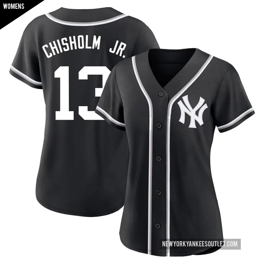 Women's New York Yankees ＃13 Jazz Chisholm Jr. Replica Black Fashion Out Jersey