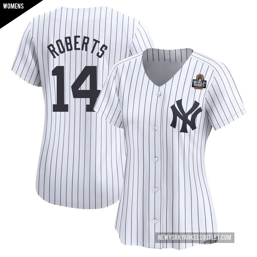 Women's New York Yankees ＃14 Brian Roberts Limited White Yankee Home 2024 World Series Jersey