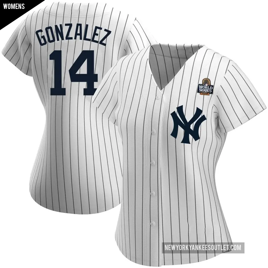Women's New York Yankees ＃14 Marwin Gonzalez Authentic White Home Name 2024 World Series Jersey