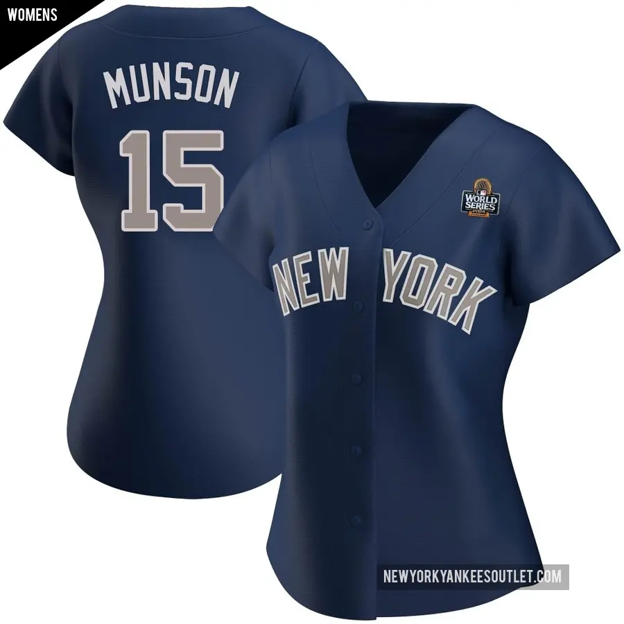 Women's New York Yankees ＃15 Thurman Munson Authentic Navy Alternate 2024 World Series Jersey