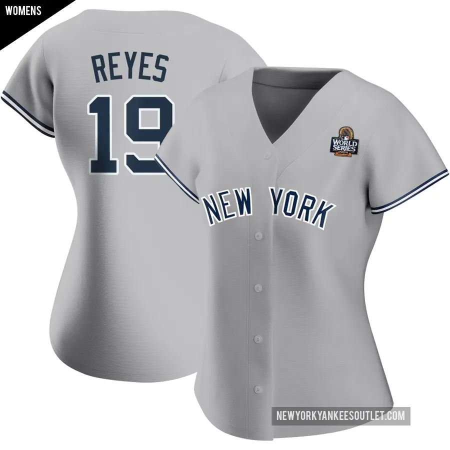 Women's New York Yankees ＃19 Pablo Reyes Authentic Gray Road Name 2024 World Series Jersey