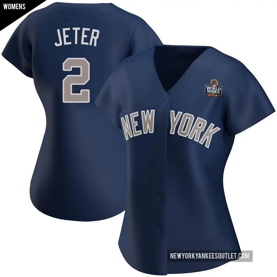 Women's New York Yankees ＃2 Derek Jeter Authentic Navy Alternate 2024 World Series Jersey